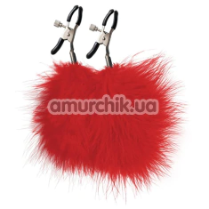 Зажимы для сосков с красными перышками Fantasy Fetish Nipple Clamps, серебряные - Фото №1