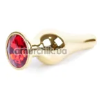 Анальная пробка с красным кристаллом Boss Series Exclusivity Jewellery Gold Plug, золотая - Фото №1