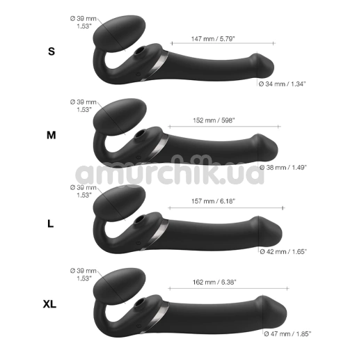 Безремневой страпон с вибрацией Strap-On-Me Multi Orgasm Bendable Strap-On L, черный