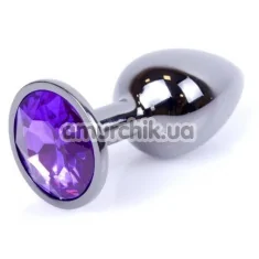 Анальная пробка с фиолетовым кристаллом Exclusivity Jewellery Dark Silver Plug, серебряная - Фото №1