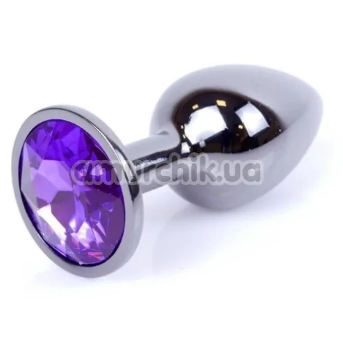 Анальна пробка з фіолетовим кристалом Exclusivity Jewellery Dark Silver Plug, срібна - Фото №1
