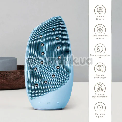Щетка для лица Geske Sonic Thermo Facial Brush & Face-Lifter 8 in 1, голубая