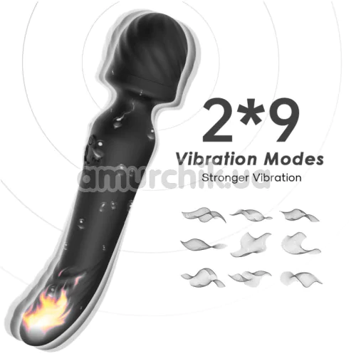 Універсальний вібромасажер з підігрівом Rabbit Massager, чорний