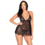 Комплект Leg Avenue Floral Lace Babydoll & String черный: комбинация + трусики-стринги - Фото №4
