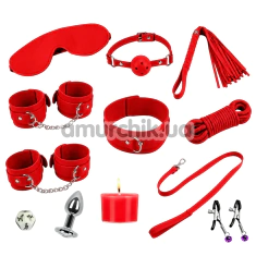 Бондажный набор DS Fetish 11 PC Kit, красный - Фото №1