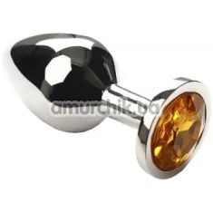 Анальна пробка з жовтим кристалом SWAROVSKI Silver Citrine Middle, срібна - Фото №1