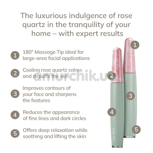 Ручка-масажер для обличчя Geske Rose Quartz Depuffing Pen 6 in 1, зелений