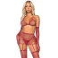 Комплект Star Night Sinful Luxe Diamond Fishnet Set, красный: бюстгальтер + пояс для чулок + перчатки + трусики-стринги + чулки - Фото №4