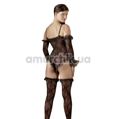 Комплект Set Body чорний: боді + рукавички + панчохи