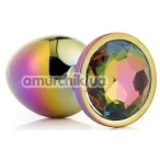 Анальная пробка с радужным кристаллом Gleaming Love Multicolour Plug L, радужная - Фото №1