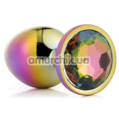 Анальная пробка с радужным кристаллом Gleaming Love Multicolour Plug L, радужная - Фото №1