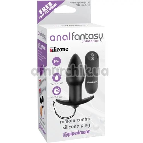 Анальна пробка з вібрацією Anal Fantasy Collection Remote Control Silicone Plug, чорна