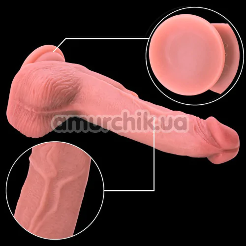 Вібратор з поштовхами, ротацією і підігрівом Natural Play Thrusting Dildo With Swing Motion And Heating D7, тілесний