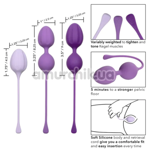 Набір вагінальних кульок Tighten & Tone Kegel Training, фіолетовий