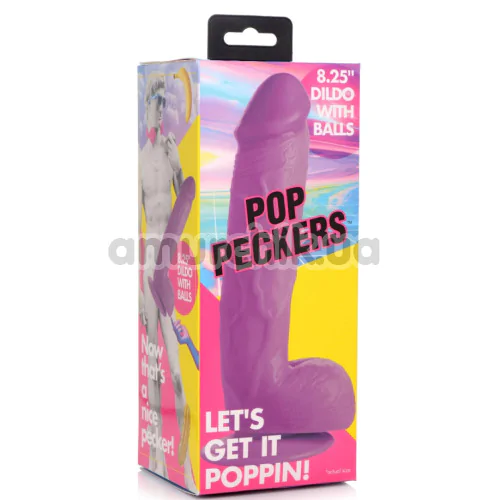 Фаллоимитатор Pop Peckers Dildo With Balls 8.25, фиолетовый