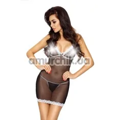 Комплект Passion Free Your Senses Nanna  Chemise, чорний: пеньюар + трусики-стрінги - Фото №1