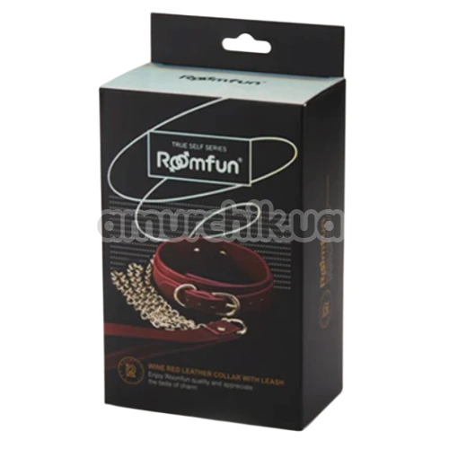 Нашийник з повідцем Roomfun Leather Collar With Leash, бордовий