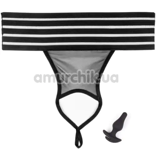 Трусики з анальною пробкою HookUp Panties Crotchless Love Garter, чорні
