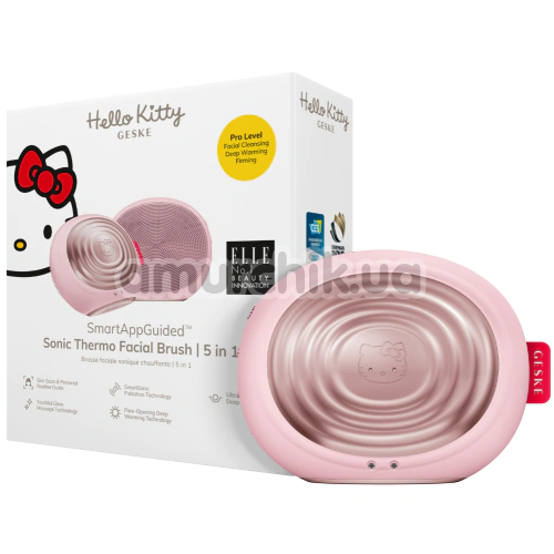 Ультразвукова щітка для обличчя Geske Sonic Thermo Facial Brush 5 in 1 - Hello Kitty, рожева