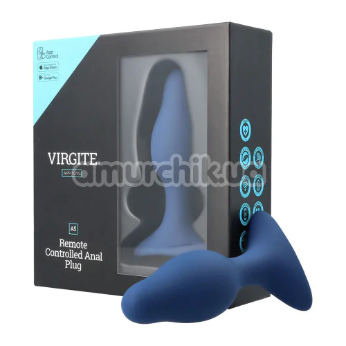 Анальная пробка с вибрацией Virgite Remote Controlled Anal Plug E5, синяя