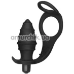 Анальна пробка з ерекційним кільцем та вібрацією Ass-Rasca Vibrating Plug Combo, чорна - Фото №1