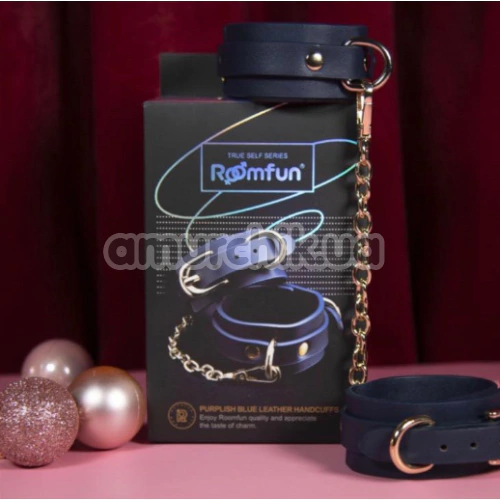 Фиксаторы для рук Roomfun Leather Handcuffs, синие