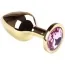 Анальная пробка с розовым кристаллом SWAROVSKI Gold Pink Topaz Middle, золотая