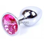 Анальная пробка с ярко-розовым кристаллом Exclusivity Jewellery Silver Plug, серебряная - Фото №1