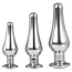 Набір з 3 анальних пробок з прозорим кристалом Gleaming Love Pleasure Plug Set, срібний - Фото №1
