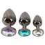 Набор анальных пробок Anos Metal Butt Plug Set With Diamonds, черный - Фото №2