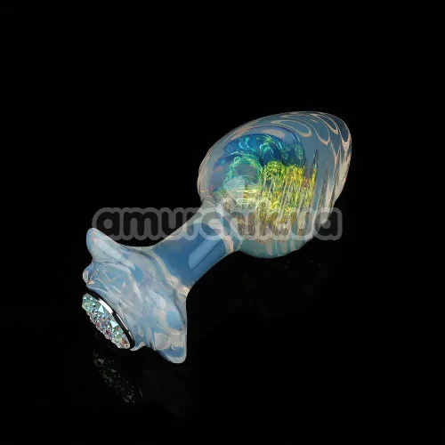 Анальная пробка с радужным кристаллом Univibe Plug With Ribbed Relief, прозрачная