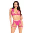 Комплект Leg Avenue Lace Bra Top and Panty With Garters, рожевий: бюстгальтер + трусики-стрінги - Фото №1