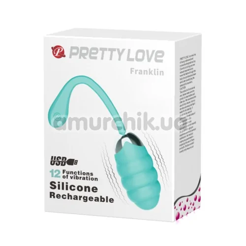 Виброяйцо Pretty Love Franklin, бирюзовое