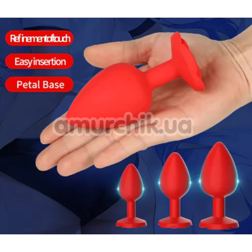 Анальная пробка Rose Shape Silicone Anal Plug Medium, красная