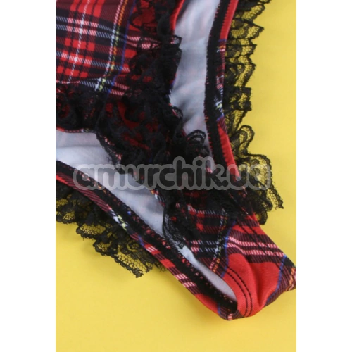 Костюм школьницы Star Night Sexy Schoolgirl Costume Set, красно-белый: бюстгальтер + трусики + галстук + подвязки