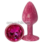 Анальна пробка з рожевим кристалом Alume Marbled Metal Plug S, рожева - Фото №1