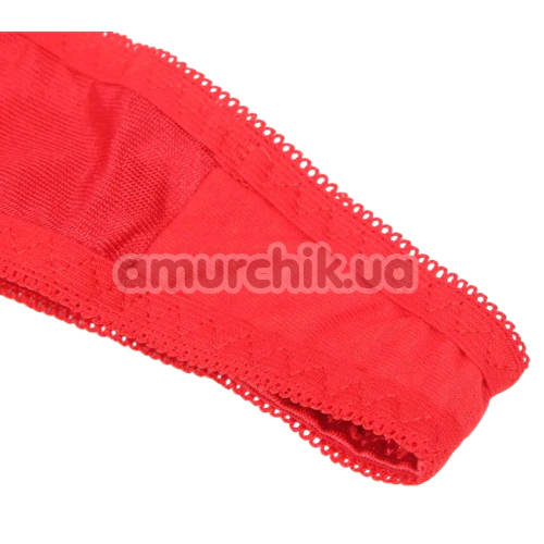 Комплект Star Night Openable Bow Sexy Bra Set, красный: бюстгальтер + трусики-стринги + гартеры