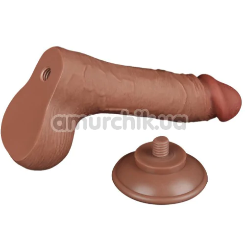 Фаллоимитатор Sliding-Skin Dual Layer Dong 8 с мошонкой, светло-коричневый
