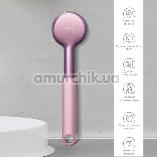 Звукова щітка для тіла Geske Sonic LED Full-Body Brush 9 in 1, світло-рожева