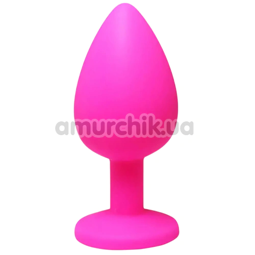 Анальная пробка с прозрачным кристаллом Fantasy Toys Butt Plug Diamond Silicone S, розовая