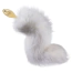 Анальная пробка с белым хвостиком Lockink Sevanda White Fox-Tail Anal Plug Pear, золотая - Фото №6