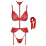 Комплект Kissable Bondage Kiss Set, красный: бюстгальтер + пояс для чулок + трусики-стринги + лента - Фото №8