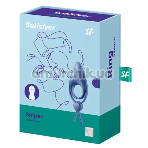 Виброкольцо для члена Satisfyer Sniper, голубое