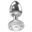 Анальна пробка з прозорим кристалом Adam & Eve Clear Gem Anal Plug Medium, срібна - Фото №3