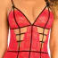 Комплект 2 Piece Caged Lace Chemise & G Set, червоний: пеньюар + трусики-стрінги - Фото №3