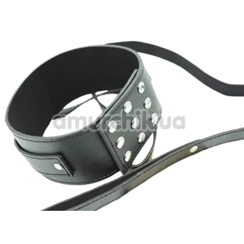 Ошейник с поводком DS Fetish Wide Collar With Leash, черный