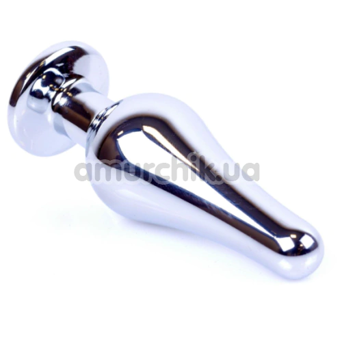 Анальная пробка с прозрачным кристаллом Exclusivity Jewellery Silver Long Plug, серебряная