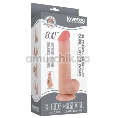 Фалоімітатор Sliding-Skin Dual Layer Dong 8 з маленькою мошонкою, тілесний
