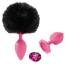 Анальна пробка з рожевим кристалом і чорним хвостиком Alume Silicone Plug With Tail S, рожева - Фото №5