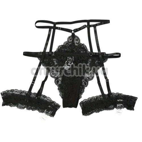 Комплект Star Night Bra Garter Belt, черный: бюстгальтер + трусики с гартерами